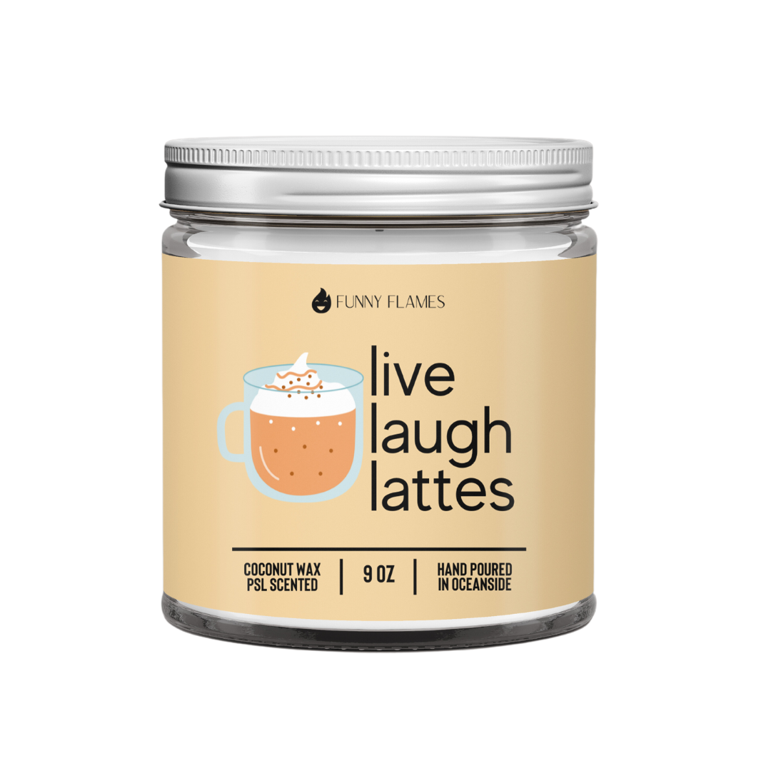 Live, Laugh, Lattes- Funny Fall Scented Candle Pumpkin Spice