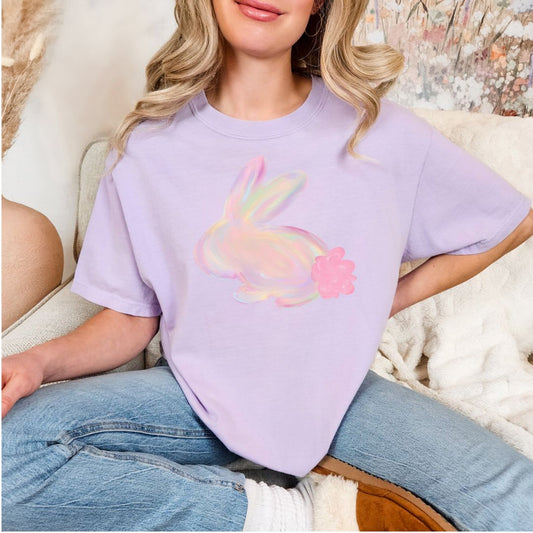 PREORDER: Watercolor Bunny Graphic Tee in Orchid