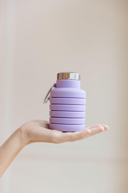 Collapsing Silicone Water Bottle in Purple