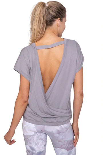 Open Triangle Back Short Sleeve Top