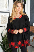 Black and Red Dolman Sleeve Tunic